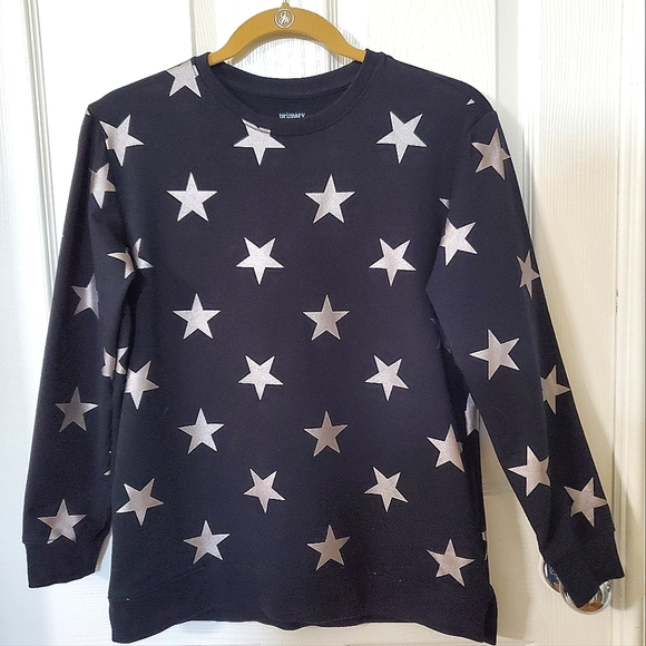 Primary (2) Piece Black & Silver Star Sweatshirt Tunic Sweatpants Girls Size 12 - Picture 9 of 12